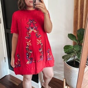 Stradivarius Midi Embroidered Bodo Dress. Sz‎ M